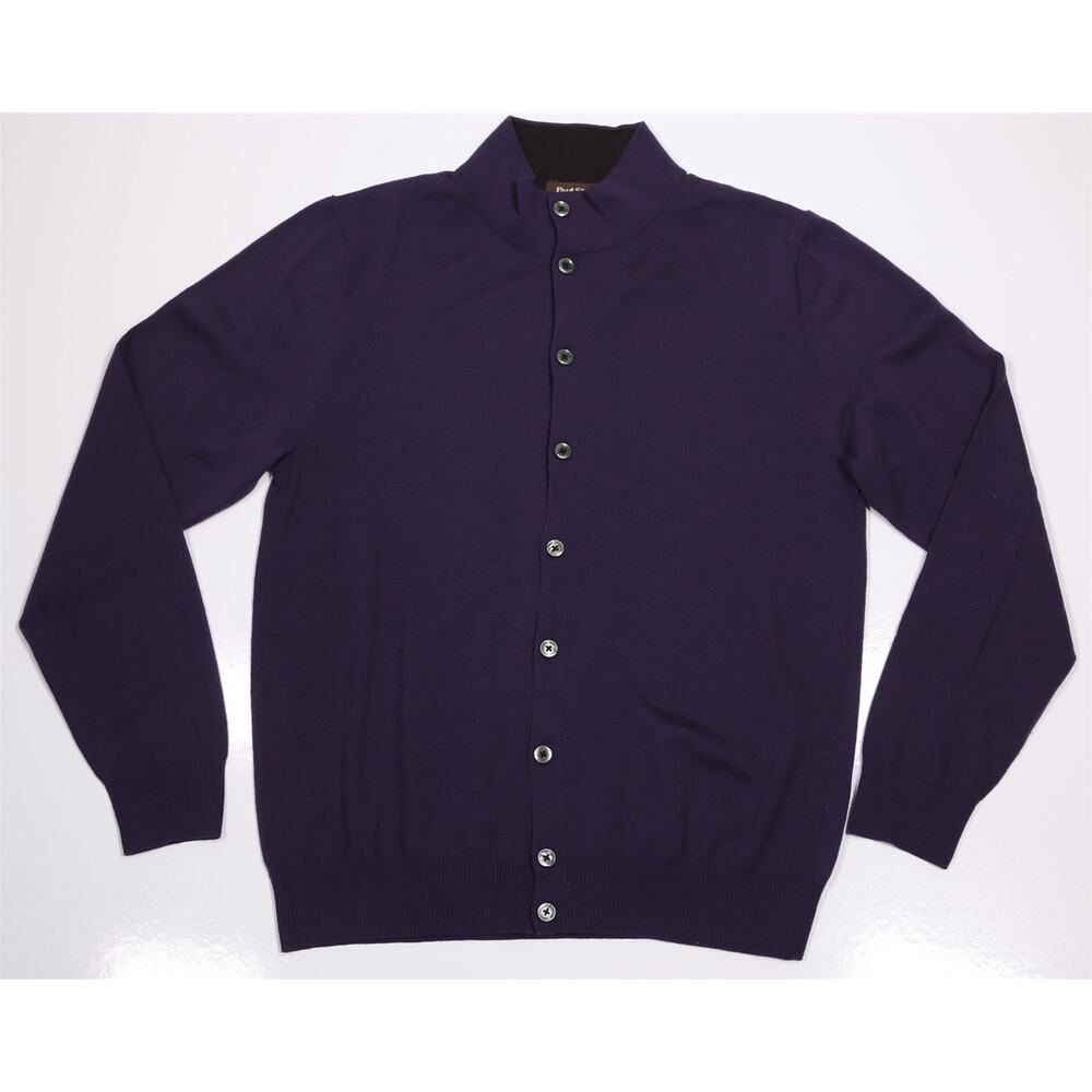 Paul Stuart Purple Knit Woven Wool Button Front Cardigan Sweater X-Small